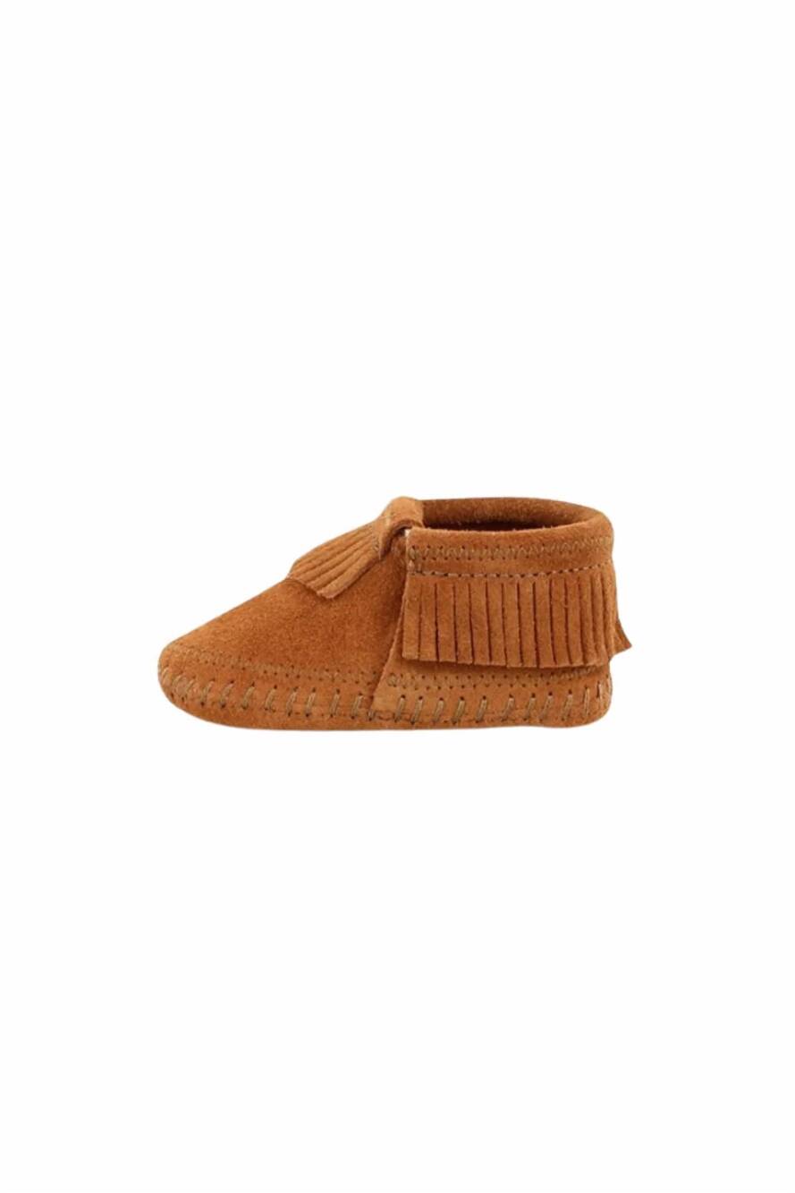 NEW MINNETONKA boy's riley suede bootie in brown